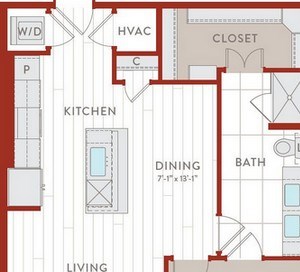 Aura Bluffview Apartments A16 Alt 1 Floor Plan Aura Bluffview Apartments A16 Alt 1 Floor Plan